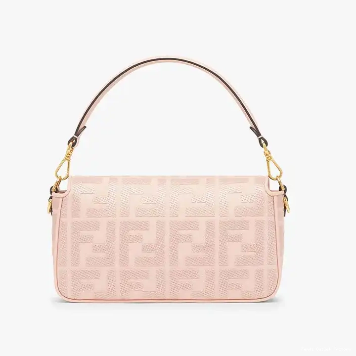Vintage HOT Fendi FF Baguette Laser Motif In with Pink Bag Canvas Cut Strap Medium 0523